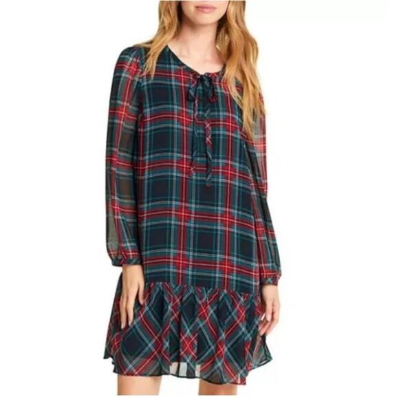 Draper James Rosanne Tartan Plaid Swing Shift Dress Sz Medium Lightweight EUC - Picture 2 of 15